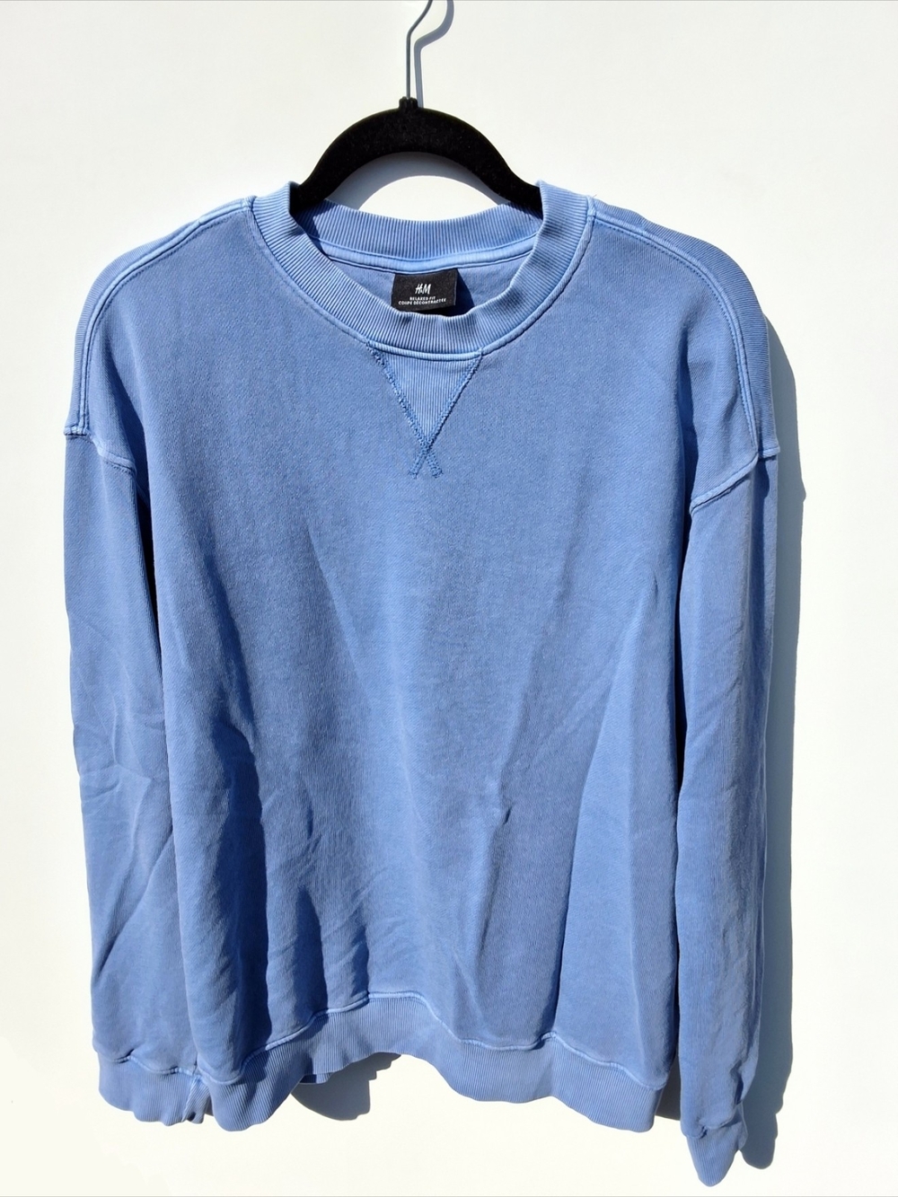 H&M Relaxed Fit Washed-look Sweatshirt - Blue (Size M)